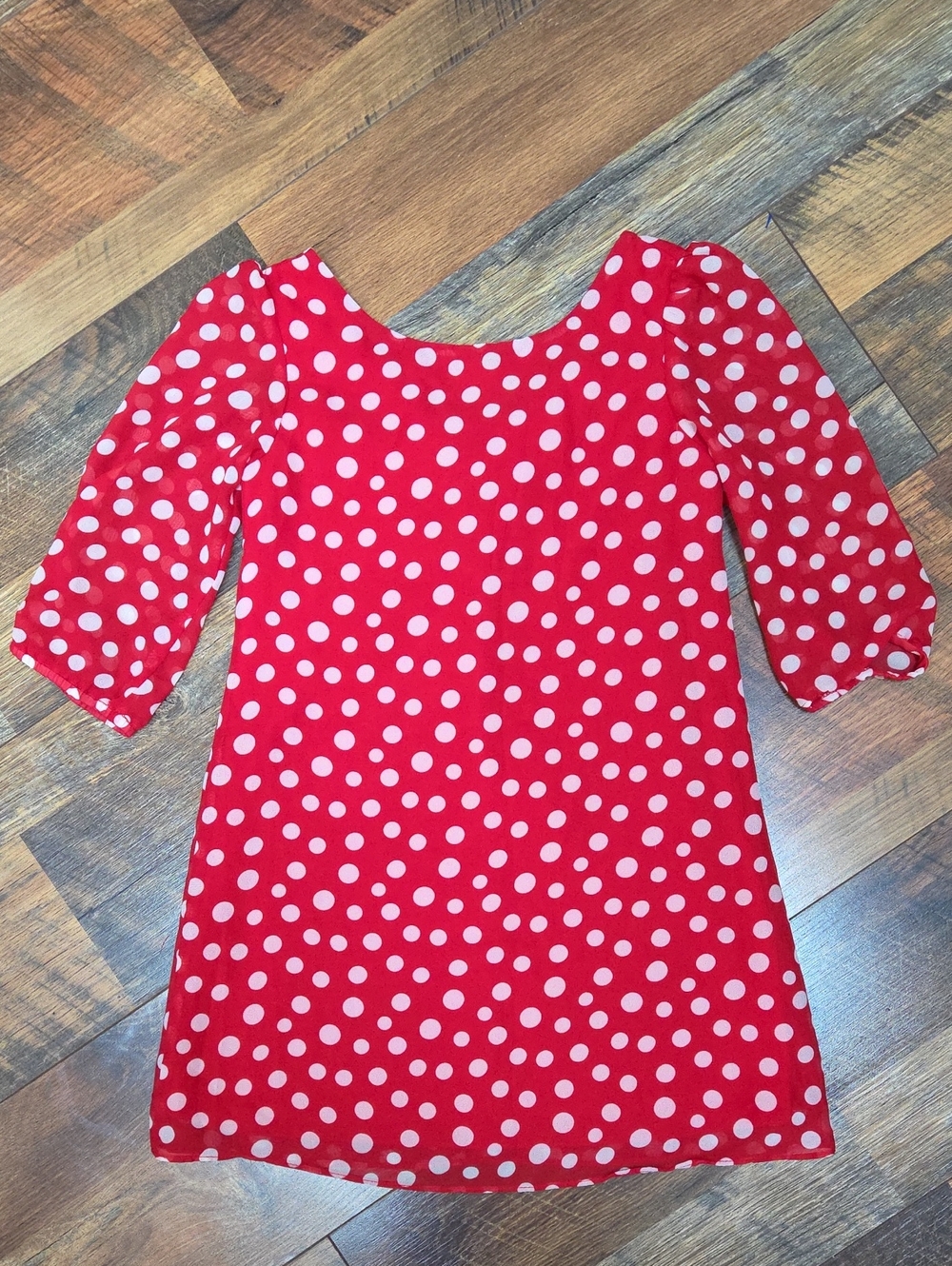 Rare Editions Red & White Polka Dot Dress With Bow On Back, Size 5